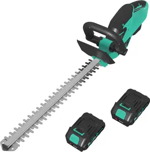 22'' Hedge Trimmer Cordless, Electric Handheld Bush Clipper 3000RPM Head, 2/3'' Blade Gap with 2 * 2.0 AhBattery & Charge Base
