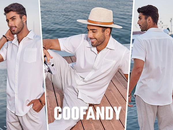 COOFANDY Men's Linen Shirts Casual Button Down Short Sleeve Summer Beach Dress Shirt Menswear Soft Classic Chino Plain Top Elegant Stylish COOFANDY Men's Linen Shirts Casual Button Down Short Sleeve Summer Beach Dress Shirt Menswear Soft Classic Chino Plain Top Elegant Stylish