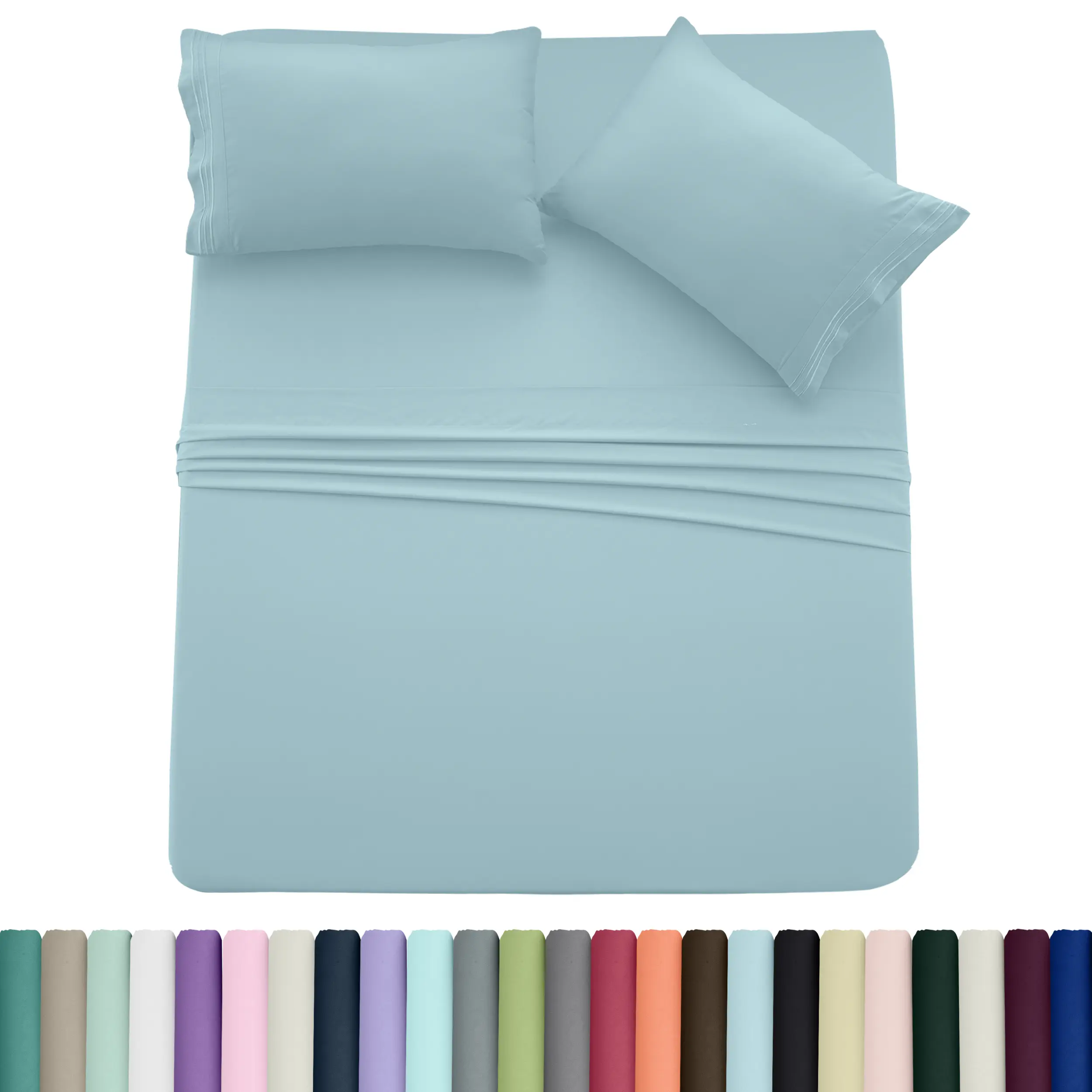 Lux Decor 4 Piece Bed Sheet Set, Ultra Soft Sheets, Upto 16 Inches Deep Pocket Fitted Sheet, Hotel Luxury Sheets Bedding, Oeko-TEX Certified, Embroidered Pillowcases - Summer Gifts