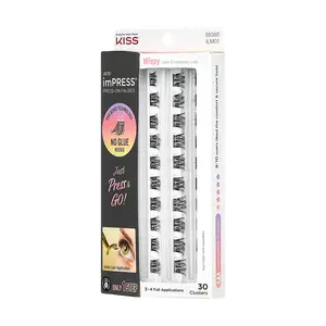 KISS imPRESS Falsies Self-Adhesive Eyelash Refill Pack, 30 Wispy Clusters, Eyelash Extensions for Flawless Makeup & Cosmetic Looks