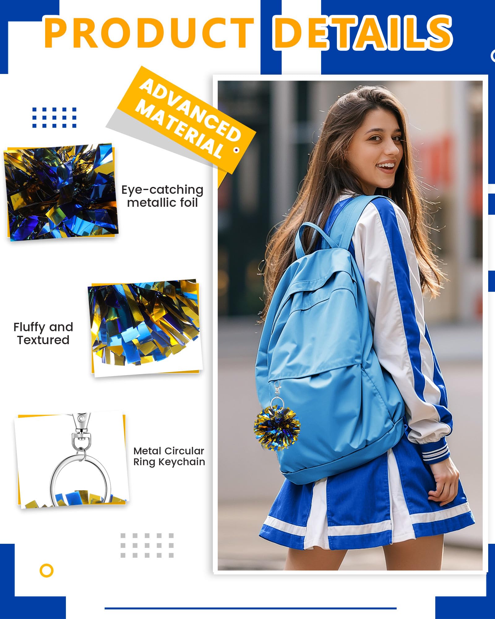 20 Pcs Cheer Pom Pom Keychains Cheerleading Graduation Gift Pendant Charm Foil with Keychain Hooks for Students Class Friends School Cheerlead Team Gift Backpack Accessories Decoration 20 Pcs Cheer Pom Pom Keychains Cheerleading Graduation Gift Pendant Charm Foil with Keychain Hooks for Students Class Friends School Cheerlead Team Gift Backpack Accessories Decoration