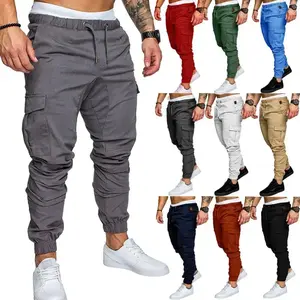 2025 New Foreign Trade Workwear Multi-Pocket Men's Woven Fabric Casual Jogger Pants All-Season Large Stock
