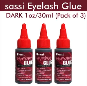 Sassi Eyelash Glue Dark 1 oz / 30 ml | Quick-Drying (Pack of 3)