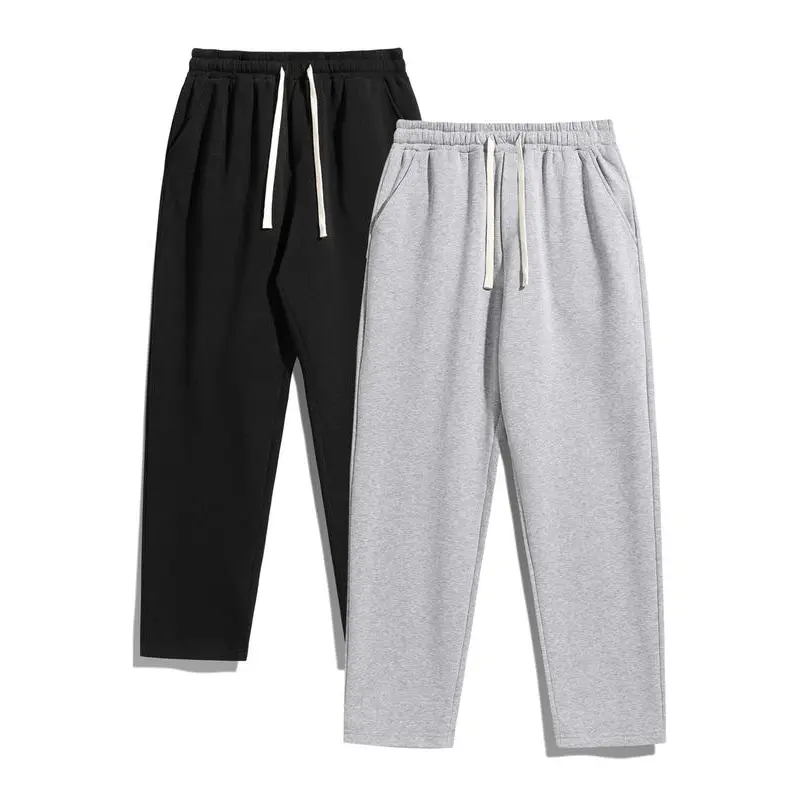 Men's Thick Fleece Lined Sweatpants, Solid Fitted Athleisure Pants with Drawstring Waist and Pockets for Fall & Winter, Activewear Bottoms, Casual Sports Pants