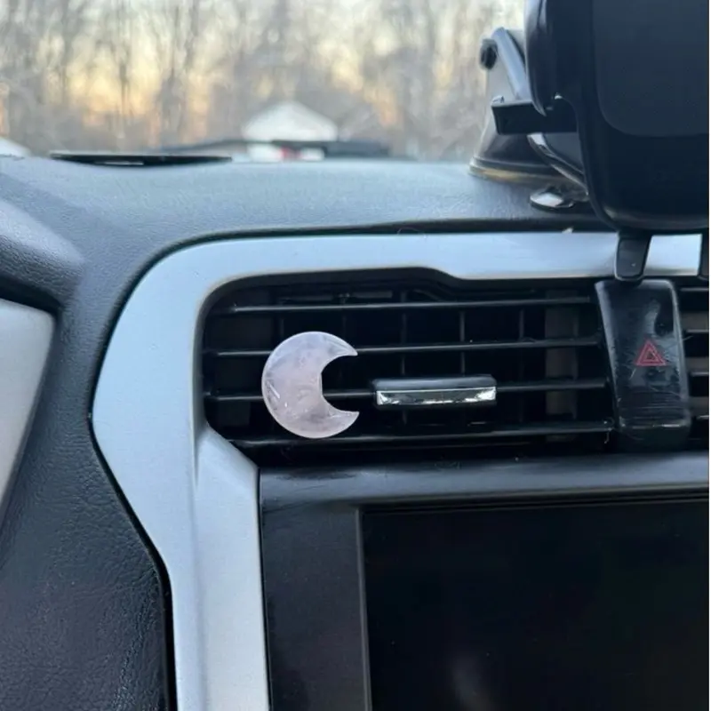 Rose quartz crystal car vent clip