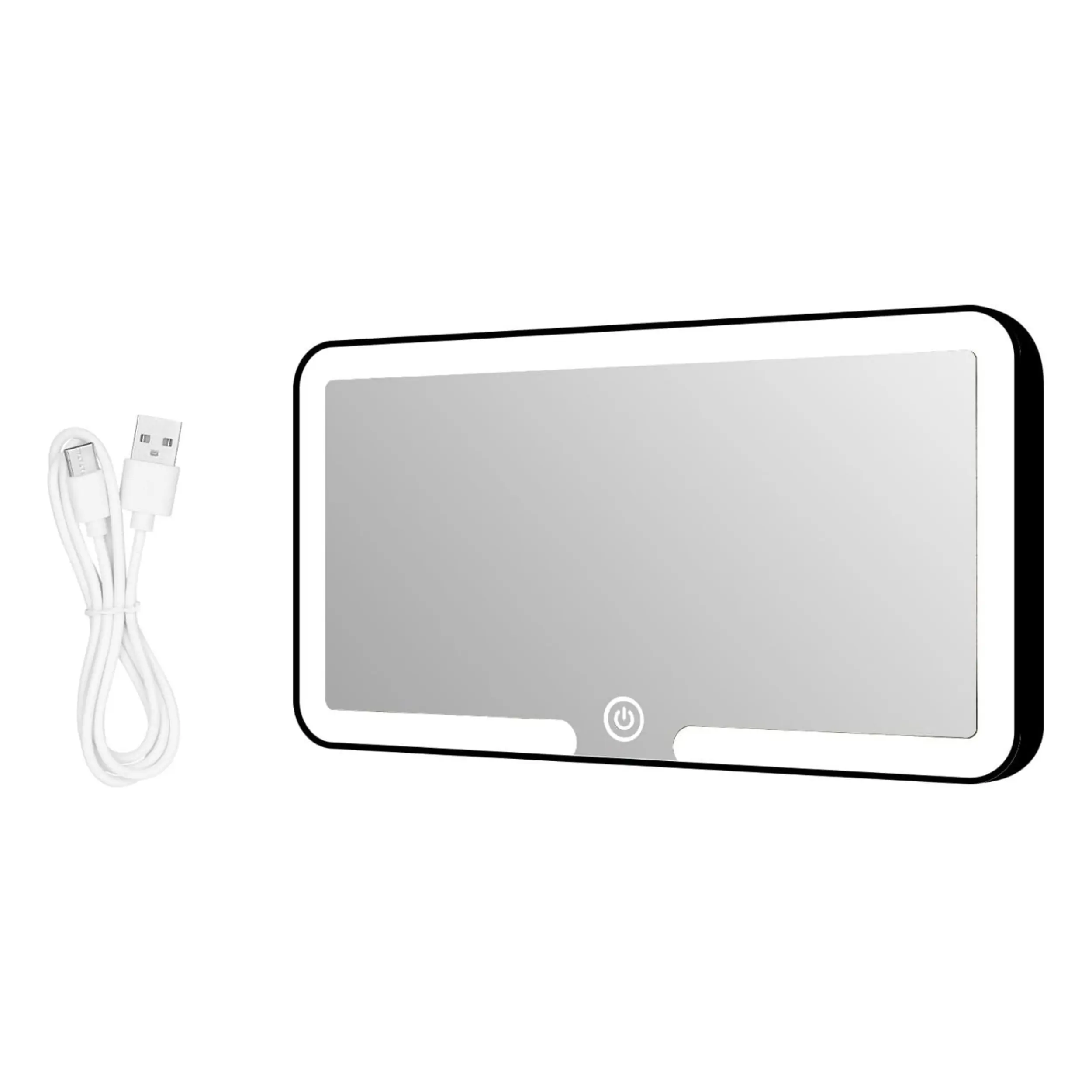 1/2PCS LED Car Makeup Mirror Sunshade, 3 Lighting Modes, Touch Control & USB Charging. Portable white car accessory, adjustable brightness, compact and lightweight, ideal for car use, travel and daily makeup grooming anytime on the go