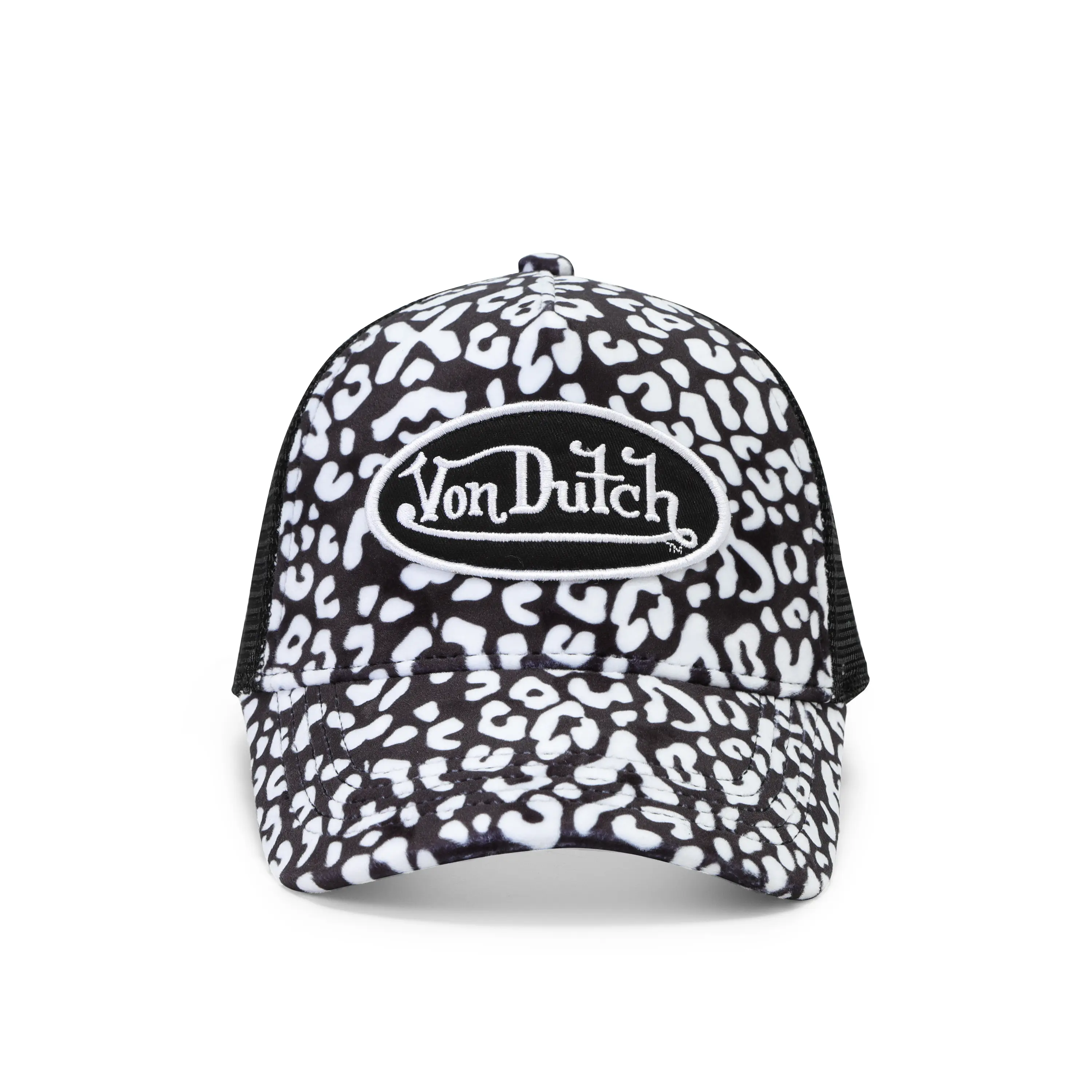 White and Black Cheetah Velvet Trucker Hat