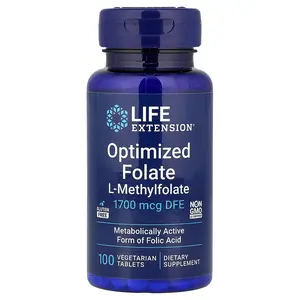 Life Extension Optimized Folate, 1,700 mcg DFE, 100 Vegetarian Tablets