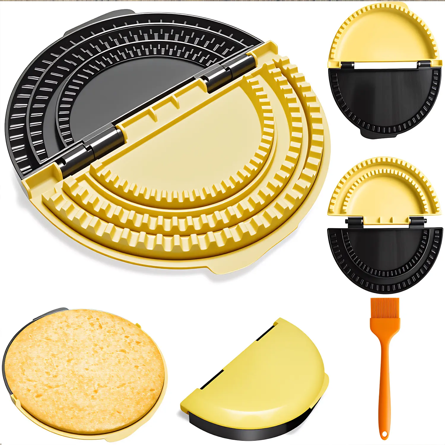 3-in-1 Plastic Tortilla Sealer Set, Sturdy Detachable Kitchen Tools with Nested Storage, Adjustable Size for 6"-8"-10" Crusts, Oil-Resistant Reusable Crimper, BPA-Free for Quesadillas, Tacos