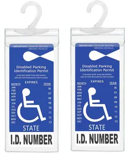 2 PCS Handicap Parking Placard Holder, Ultra Transparent Disabled Permit Protective Cover with Large Hanger