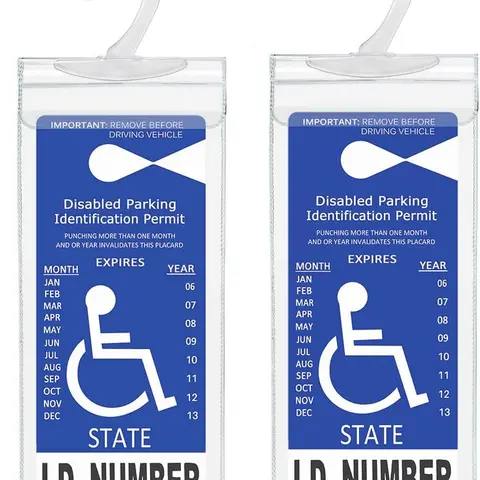 2 PCS Handicap Parking Placard Holder, Ultra Transparent Disabled Permit Protective Cover with Large Hanger