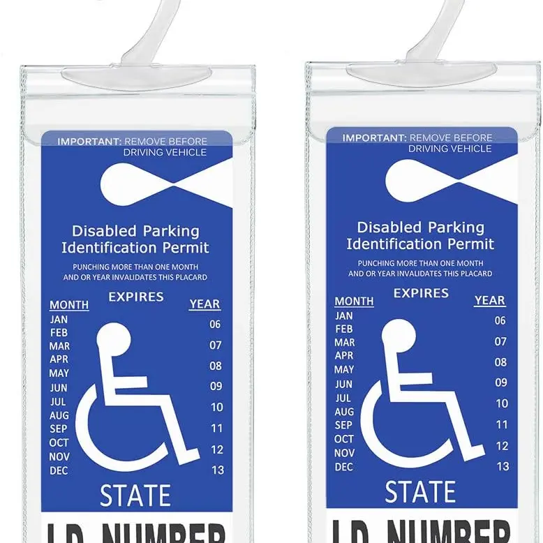 2 PCS Handicap Parking Placard Holder, Ultra Transparent Disabled Permit Protective Cover with Large Hanger