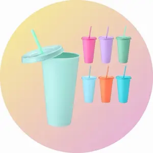 24oz Reusable plastic tumbler