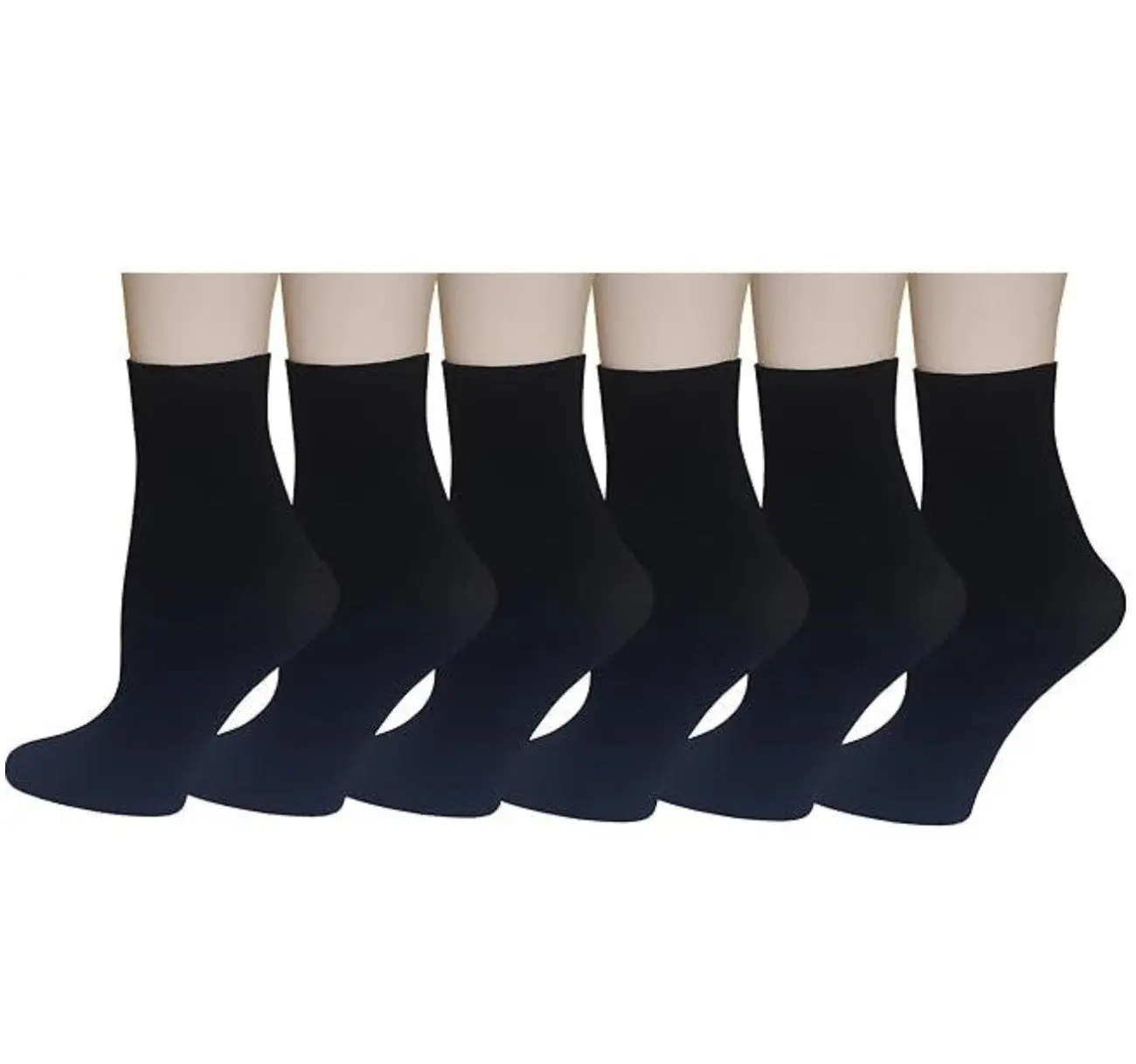 Women's Trouser Socks 6-Pair Pack, Solid Ankle High Nylon Spandex Blend for a Flexible Fit, Lightweight for Formal & Office Wear, Soft, Breathable, Nylon Blend, 97% Stretch Nylon
