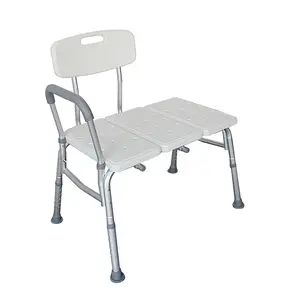 FCH Medical Bathroom Safety Shower Tub Aluminium Alloy Bath Chair Transfer Bench with Wide Seat & Padded Handle White
