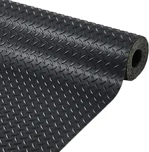 Garvee 4X10 FT Garage Floor Mat, 2.8Mm Thick Diamond Plate PVC Rubber Roll, Slip-Resistant Protection for Garage, Warehouse, Gym, Trailer, and SUV Use​​
