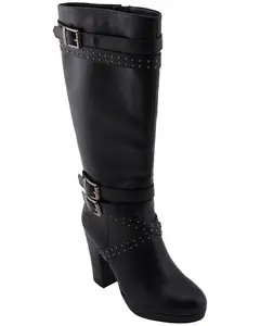 Milwaukee Leather Women's Platform Heel Studded Strap Boot Round Toe - Mbl9422