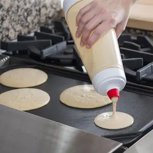 Pancake Batter Dispenser and Mixer with BlenderBall for Pancakes Waffles Muffins & Cupcakes Easy Pour Spout Reusable Plastic Silicone Kitchen Bakeware 4.5 Cup Capacity Thanksgiving cooking utensils Value Pack Valentine's Day gift Christmas Stock Up