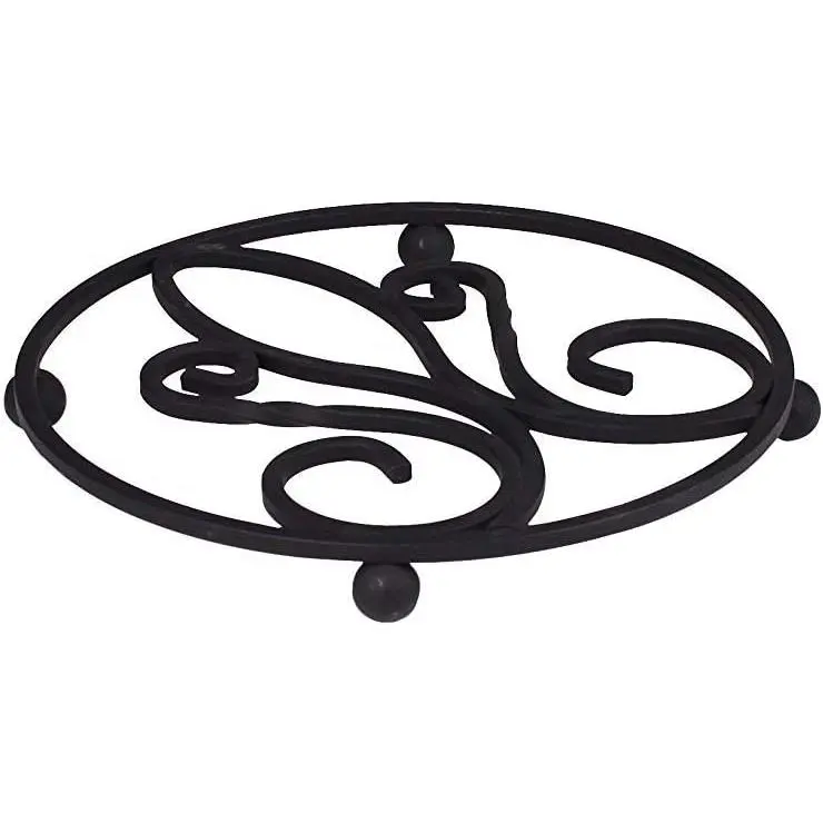 Spectrum Patrice Round Circular Thick Gauge Heat-Resistant Steel Trivet - Sturdy Compact Metal Kitchen Accessory, 7.5" L x 7.5" W x 0.75" H, for Hot Pots/Pans, Indoor Tableware Protection & Kitchen Organization, Traditional