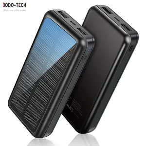 Bodo-Tech 30000mAh Solar Power Bank Portable Charger with 2 USB-A Outputs USB-C & Micro Input Compact External Battery Pack for Smartphone Phone & Tablet Charging Camping