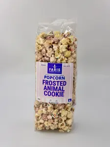Frosted Animal Cookie Popcorn