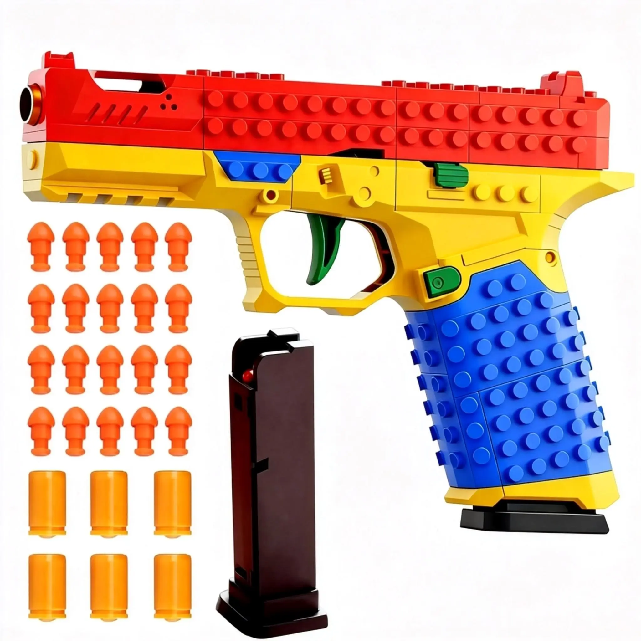 BAZILBAZOS Tactical DIY Building Block Gun Handle Set - Unisex Construction Sports Toy with Tactical Look, 13.5H/20.5L/3.5cm W, Durable Blast-Resistant, Great for Teamwork Outdoor Games & Festival Gifts