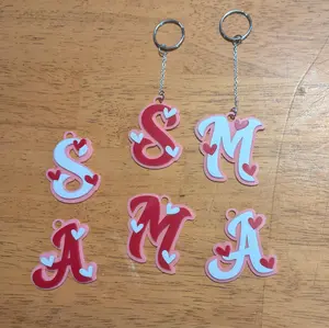Monogram Keychain with Hearts – Choose Your Initial & Colors!