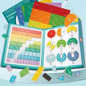1 Set Magnetic Fraction Demonstration Book, Math Classroom Supplies Charts and Board, Educational Teaching Aid Learning Toy, Interactive Math Training Game Props, Ideal Christmas New Year Gift