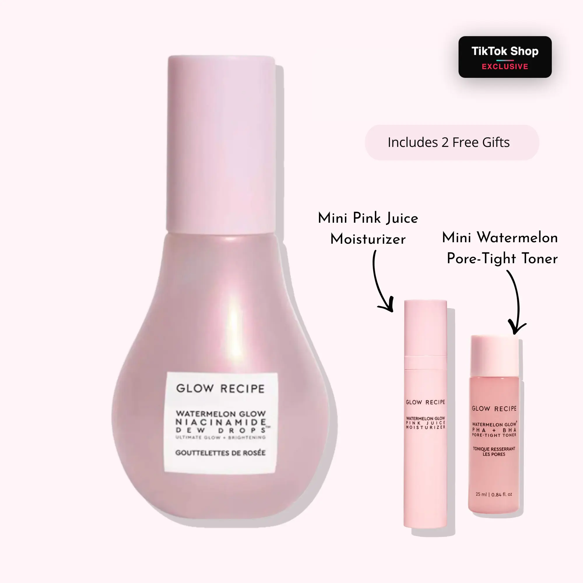 Glow Recipe Watermelon Niacinamide Dew Drops - Gentle, Lightweight Multi-Use Brightening Serum Moisturizer for Smooth, Glossy Skin & Glow Up, Soft Skin