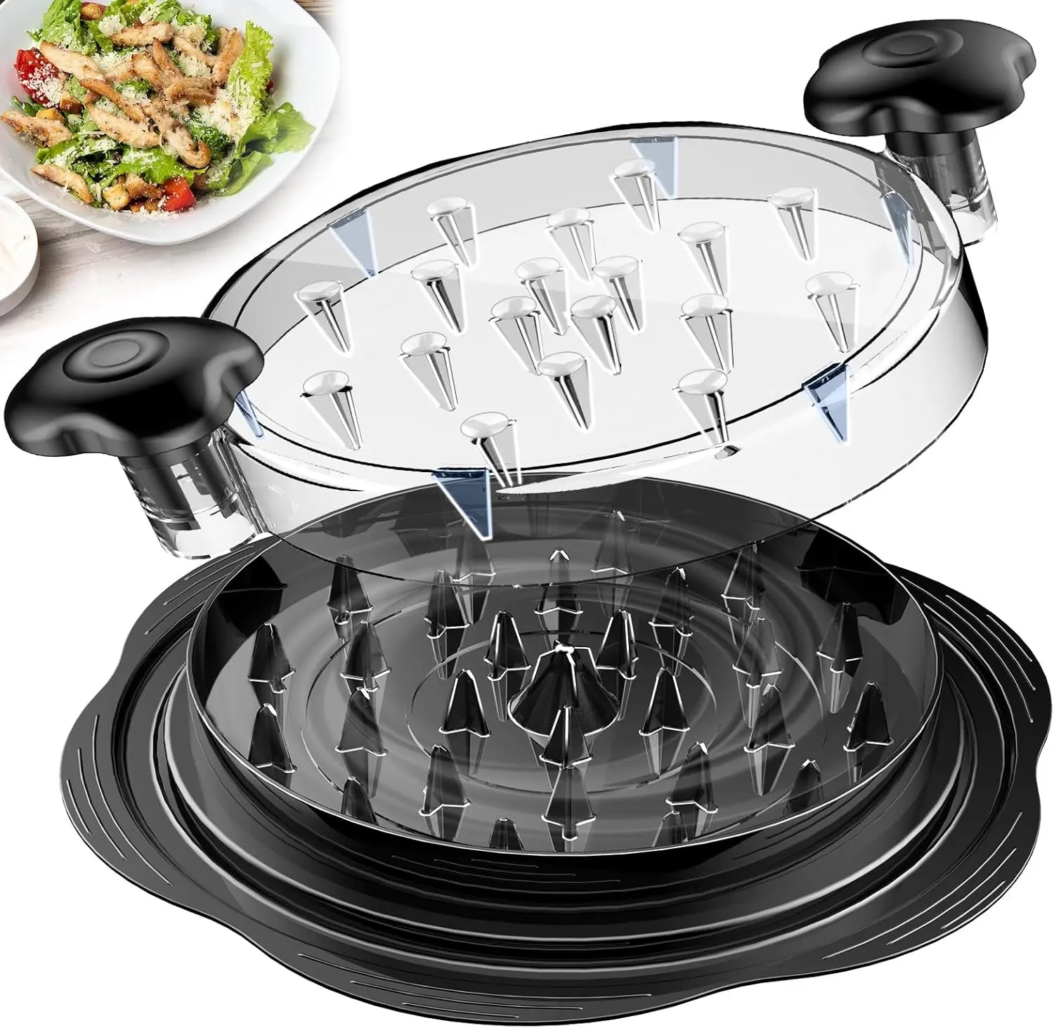 Chicken Shredder Tool Twist Large Chicken Breast Shredder, Meat Shredder Machine with Visible Lid, Ergonomic Handle, Strong Anti-Slip Base, BPA Free, Easy to Clean, Dishwasher Safe for Pork Beef Chicken