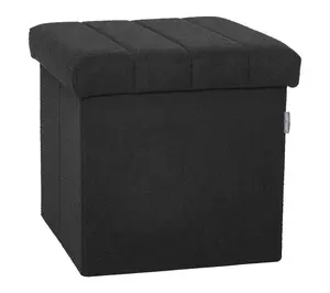 Seville Classics Black Boucle Channel Tufted Ottoman,15.7"