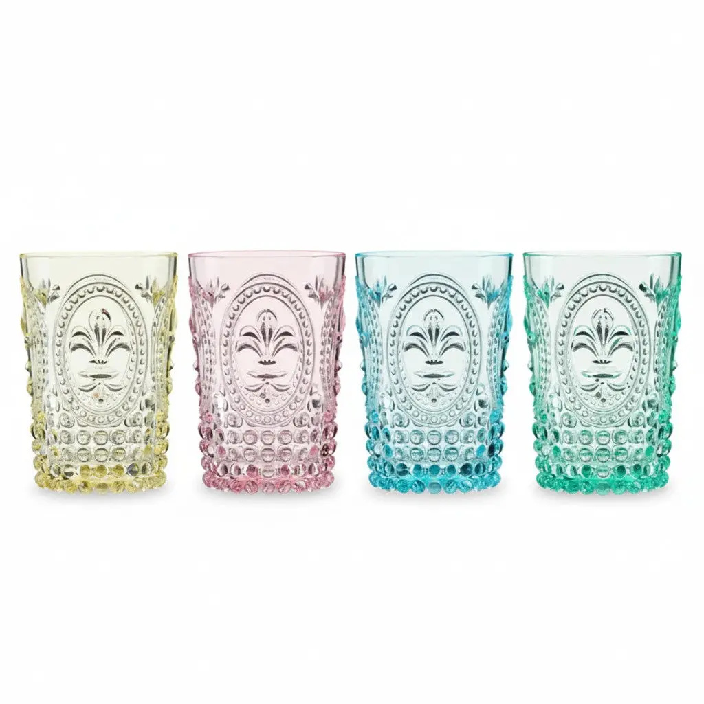 Embossed Acrylic Tumbler Set of 4 | Shatterproof Outdoor Drinkware