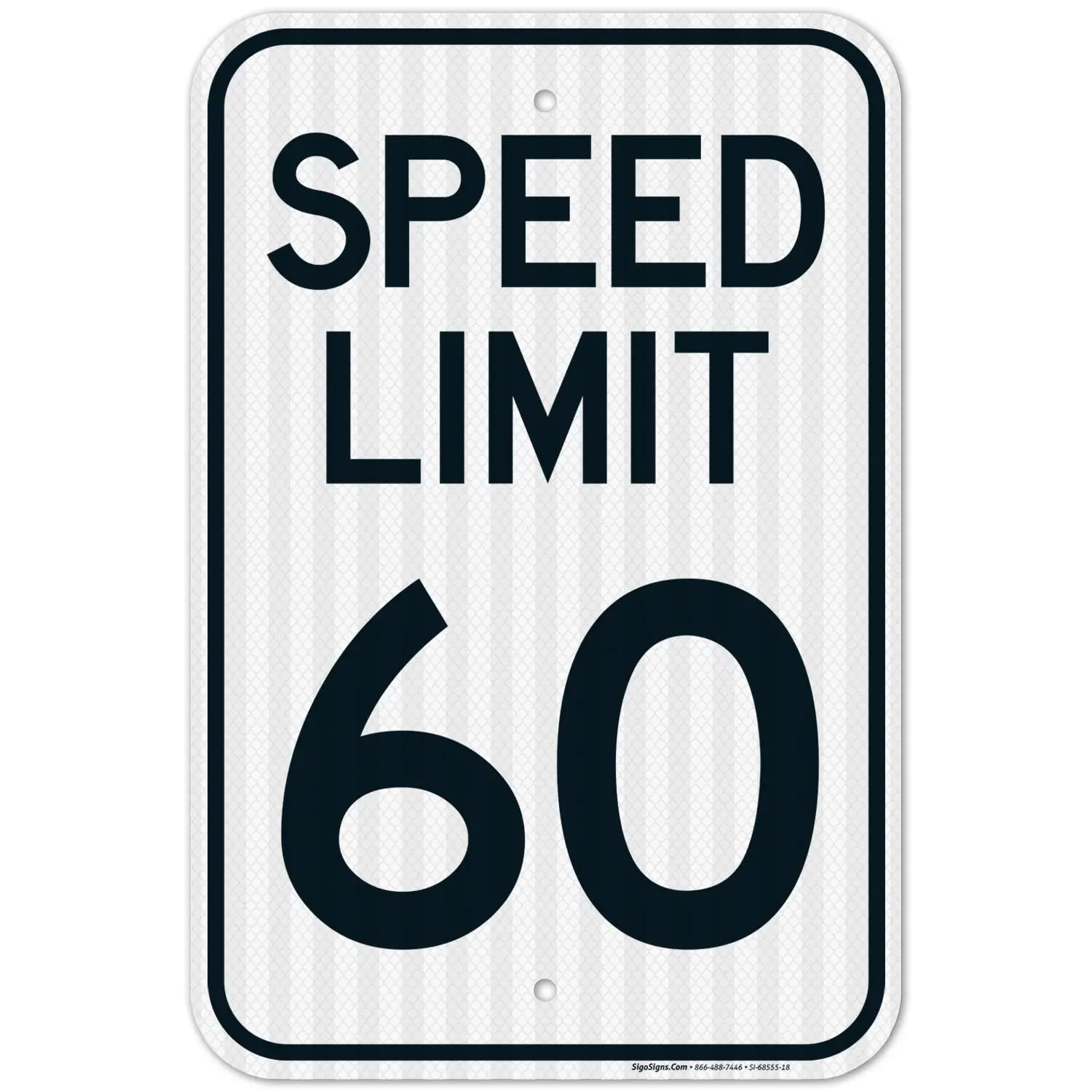 Sigo Signs 60 Mph Speed Limit Decorative Metal Signage - 12x8 in Rust-Free Aluminum-Steel Plaque, .063 Thick, Fade-Resistant, Pre-Drilled Mount, Home Supplies Home Decor for Outdoor Use, Made in USA