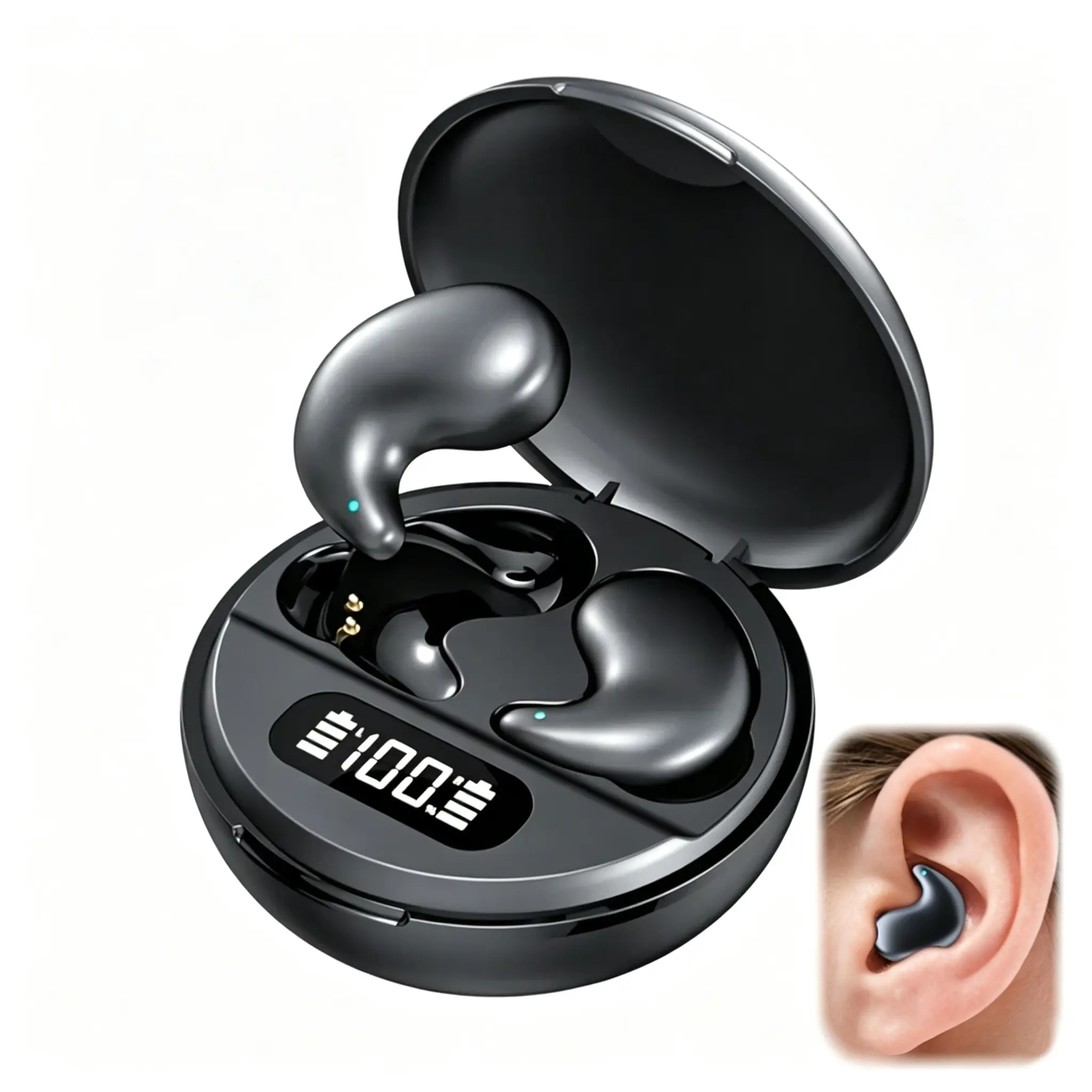 Wireless Sleep Earbuds, Invisible Mini Earbuds for Side Sleepers, Noise Reduction, Touch Control, Long Battery Life, Portable Charging Case, Lightweight Earphones for Sleep, Sports & Daily Use