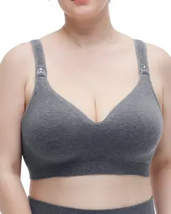 Momcozy Busty Nursing Bras, U.S.Cotton Wirefree Fixed Padded Maternity Bra, Full Coverage Adjustable Fit