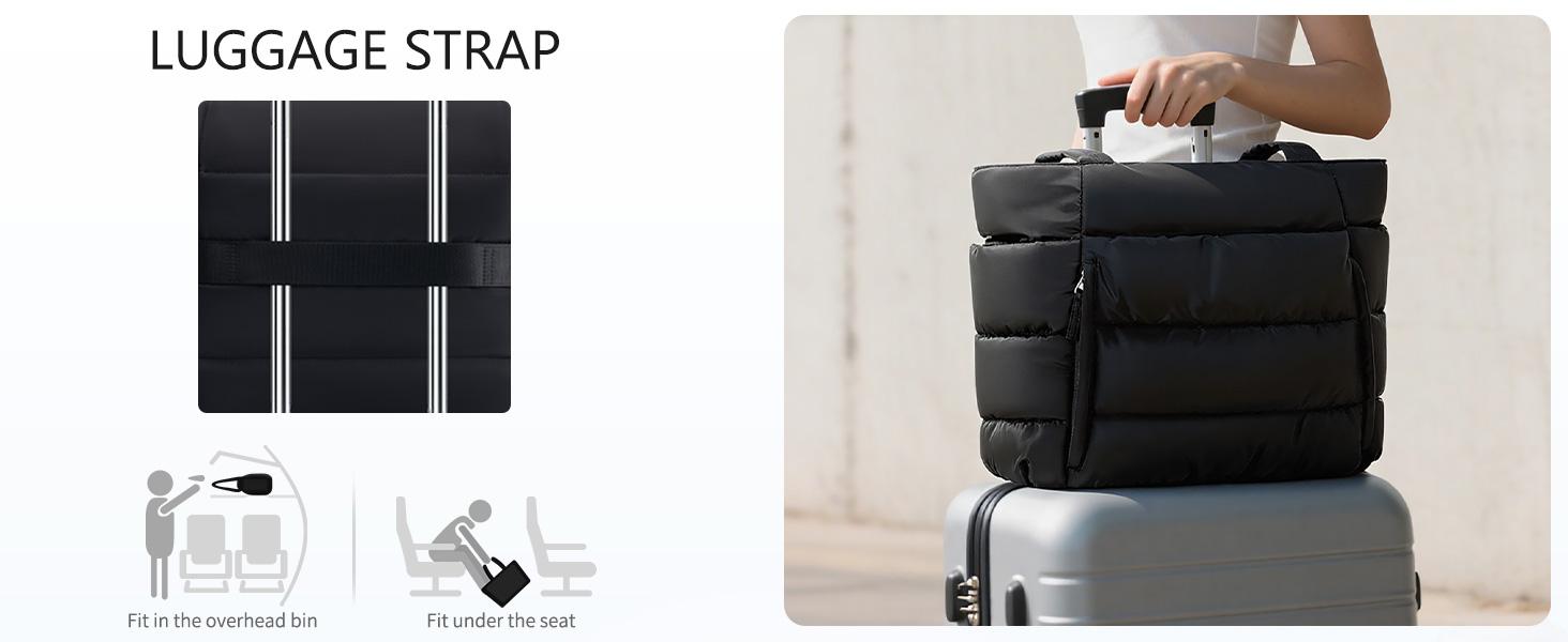 (Live only)Puffer Tote Bag for Women with Makeup Bag, Large Work Tote Laptop Bag, Lightweight Travel Tote Bag with Zipper Gifts for Women Teacher Nurse Quilted Shoulder Bag for School Gym