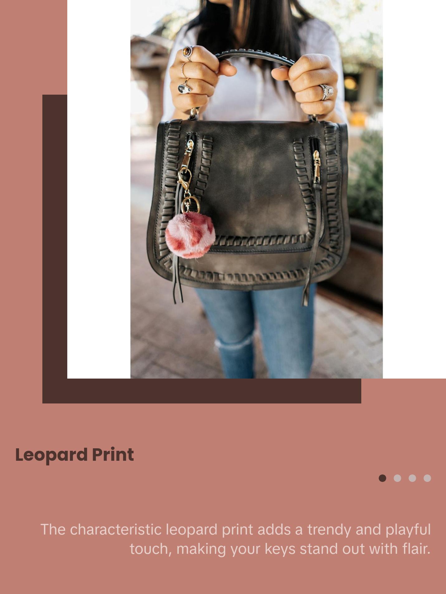 shea leopard pom pom keychain