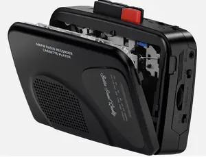 Walkman Cassette Player Recorder AM/FM Radio Portable Tape Player with Voice Activation System & Dual Power Options for Travel Black