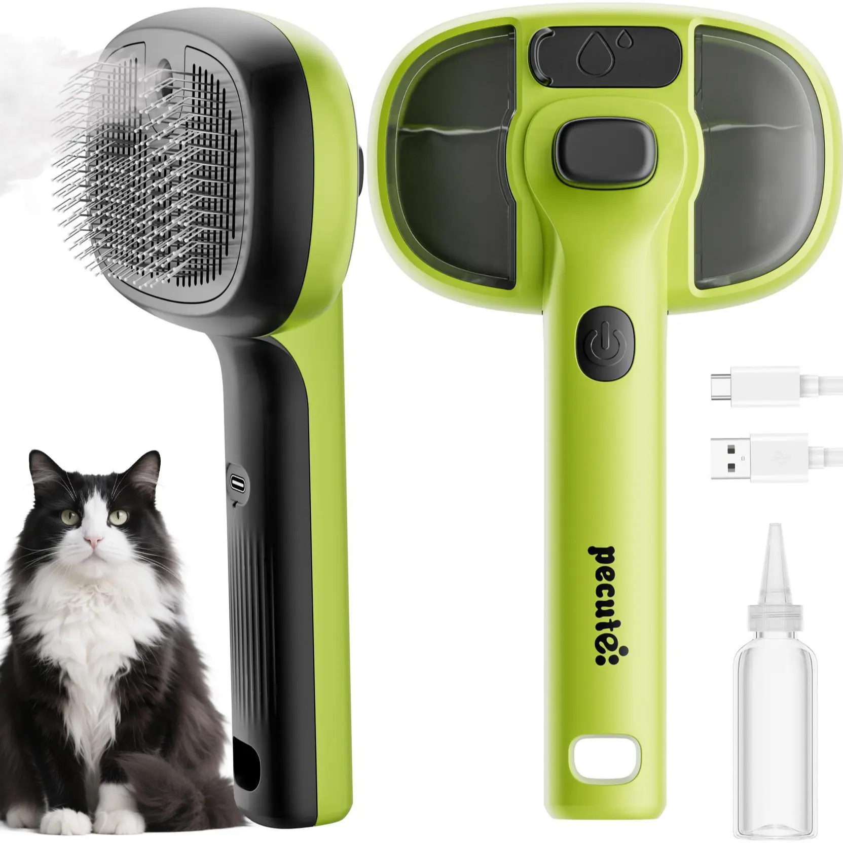Pecute Plastic Slicker Brush - 1-Button Deshedding Vacuum Grooming Accessory, 7.4x4.4x2.4in Universal Pet Grooming Tool for Cats & Dogs, Effortless Fur Cleanup,tiktokshopbacktoschool