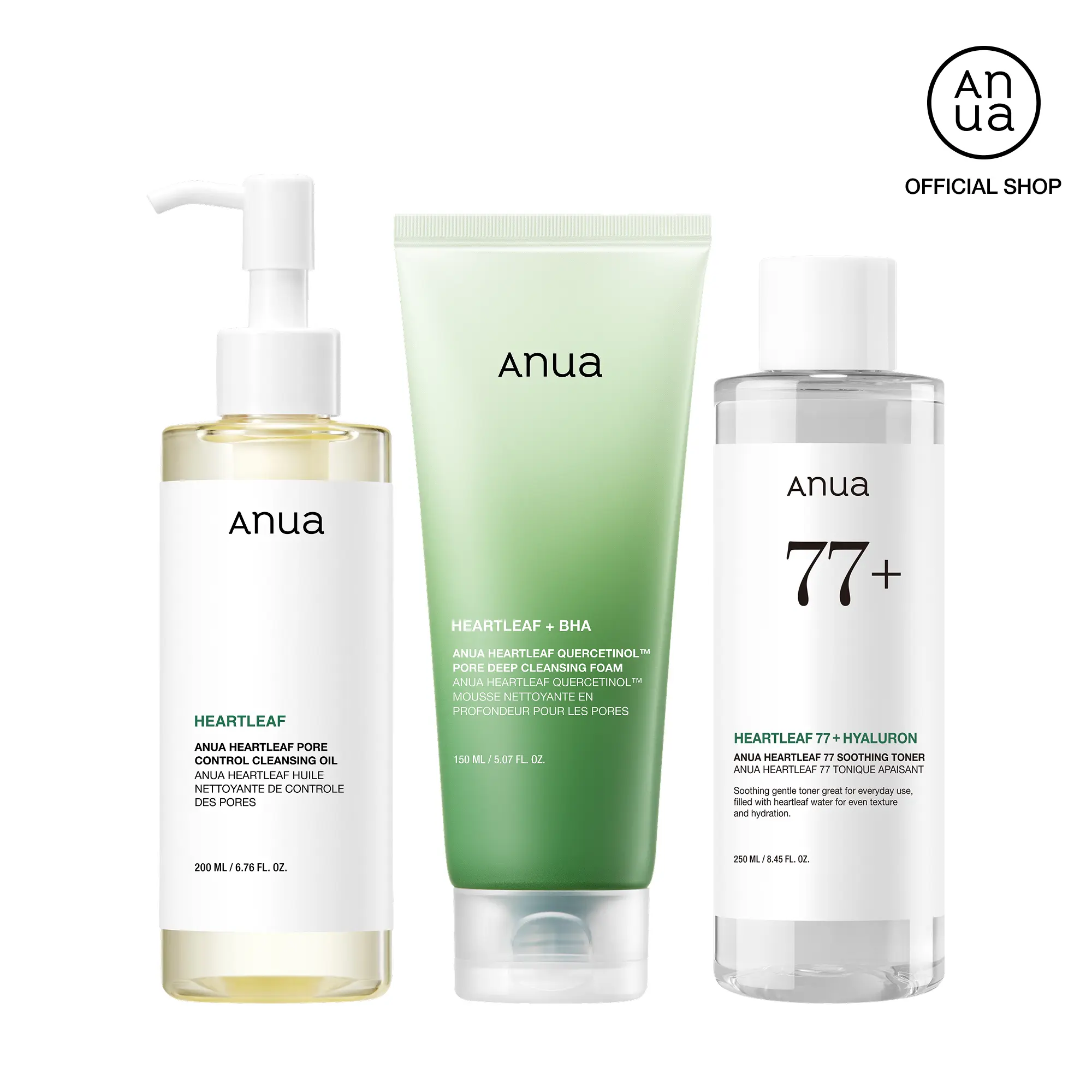 [Anua] Anua Essential Trio (Oil Cleanser + Deep Cleansing Foam + Calming Toner)｜Gentle Korean Skincare, Facial cleanser