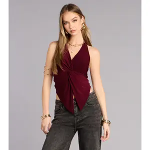 Sculpted And Sultry Twist-Front Halter Top