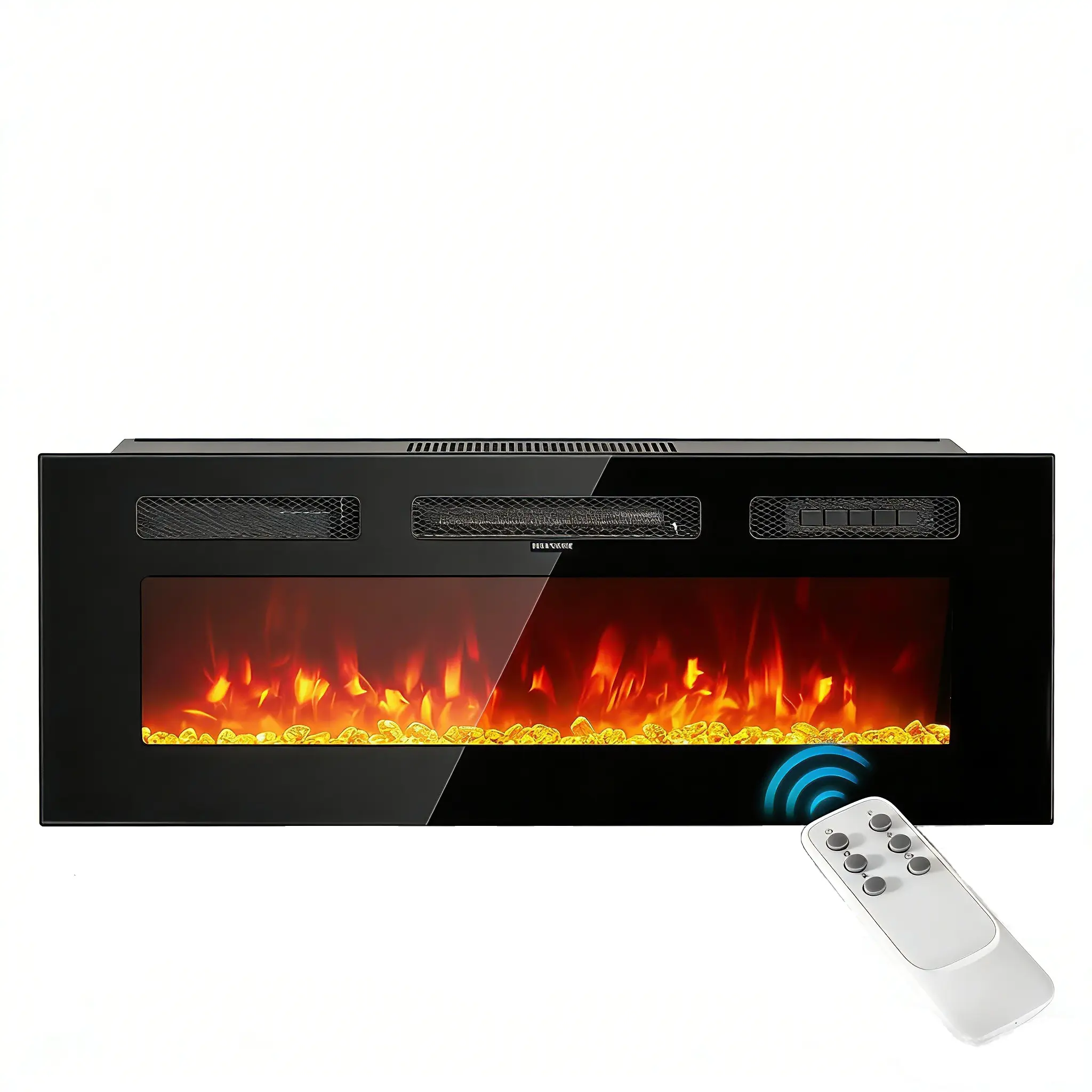 [ONLY FIREPLACE] DIY Electric Fireplace Insert, 1500W Recessed & Freestanding Electric Fireplace Heater, Remote & Touch Panel Control, Adjustable Flame Effect, 8H Timer for Indoor Use (NO Mounting Bracket, TV Stand NOT Included)