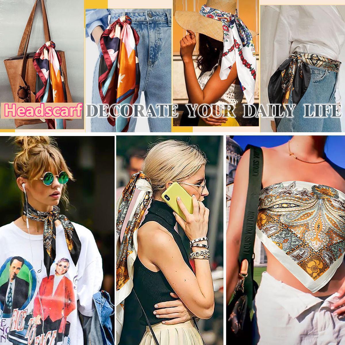 4-piece suit 35'' Printed Large Square Satin Head Scarf Neck Scarves for Women Silk Like Neck Hair Kerchief Bandanas Sleeping Head Wraps Hair Band Headscarf Female Hair Accessories 4-piece suit 35'' Printed Large Square Satin Head Scarf Neck Scarves for Women Silk Like Neck Hair Kerchief Bandanas Sleeping Head Wraps Hair Band Headscarf Female Hair Accessories