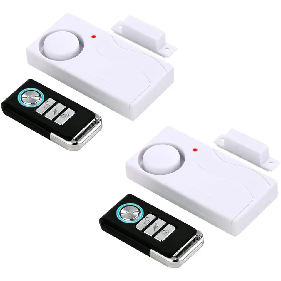2-Pack Wireless Home Security Alarm System with Remote Control, Door Sensor, Batteries - Kids Safety Solution for Bedroom, Office, Home Security Needs