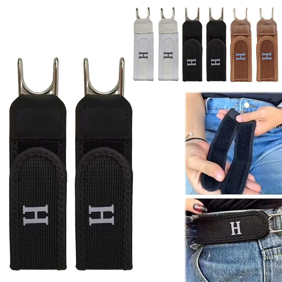 2 Pick Tactical Metal Hook Elastic Belt(Unisex) - No-Buckle Invisible Design, Soft Adjustable Side Belt