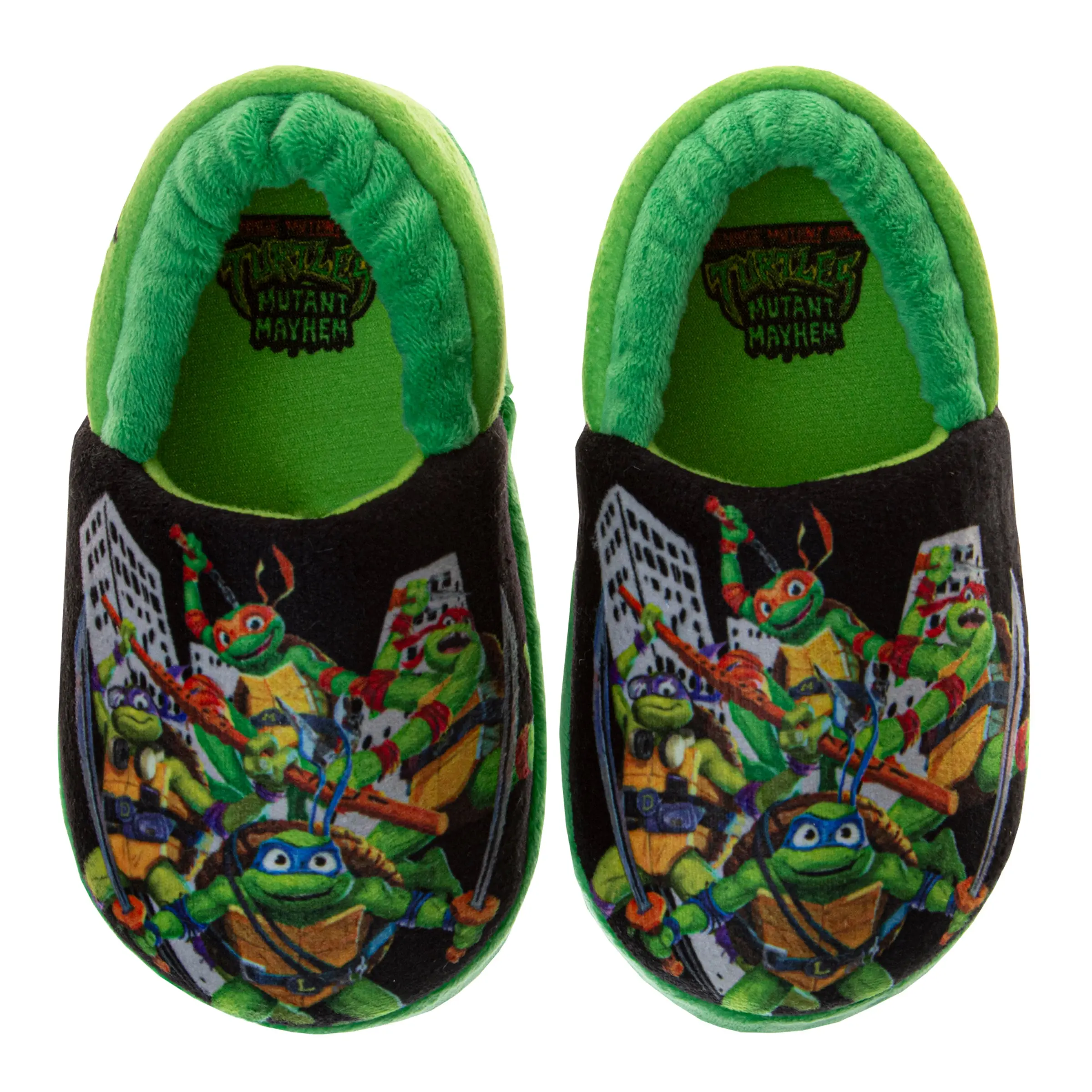 Josmo TMNT Boys' Toddler Dual-Size Non-Slip Soft Slide Slip-On Round Toe Slippers, Non Slip Slippers, Slide Slippers