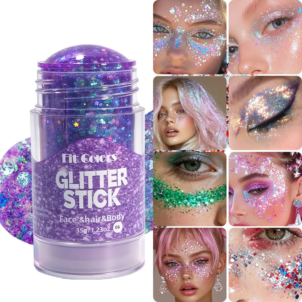 Multi-Use Glitter Stick for Face, Hair & Body - Chunky Holographic Sequins, Long-Lasting Shimmer for Festival, Rave & Party Glitter Sparkle Makeup