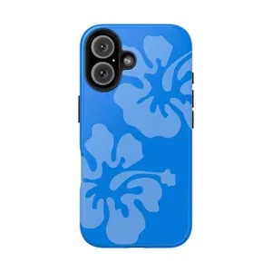 Tough Phone Case for iPhone 11, 12, 13, 14, 15, 16, 17 Pro Max Plus – Tropical Blue Hibiscus Vibrant Floral Art, Aesthetic, Durable, Anti-Drop, Waterproof, Shockproof, Glossy Finish, Scratch-Resistant Full Protection