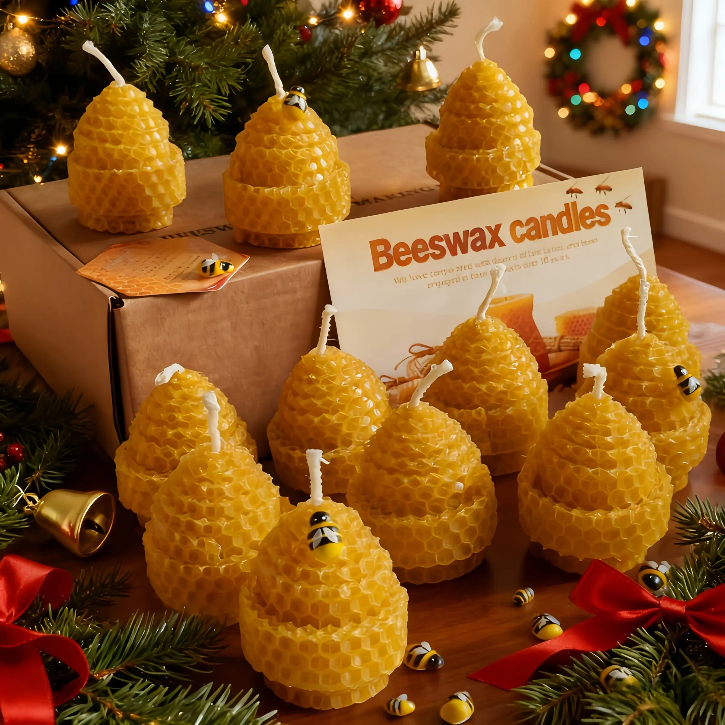 12 pack of beeswax candles, handmade yellow rolled beeswax candles, premium aromatherapy candles, Birthday candles suitable for guest parties, wedding gifts, bridal gifts, Christmas gifts, etc, Decoration