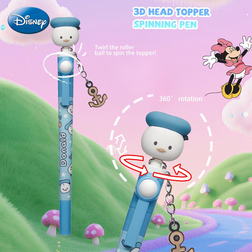 Disney Mickey Pen Blind Box 1PC Officially licensed PVC 3D Head Topper Spinning Pen Anime Figure Collector Fan Gift Mickey Minnie Donald Goofy Chip Dale Daisy
